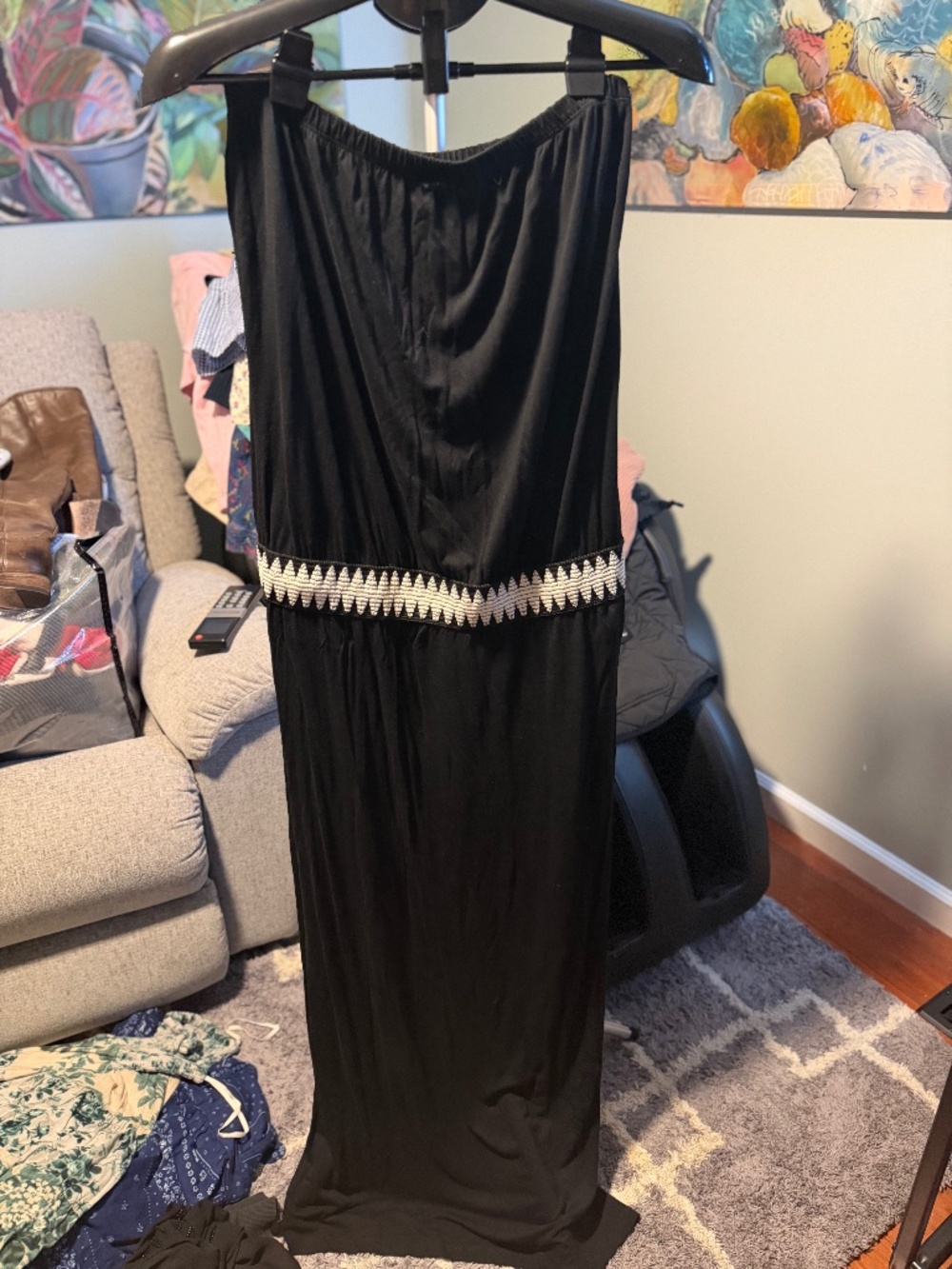 drop waist strapless maxi dress black size 40 L/XL